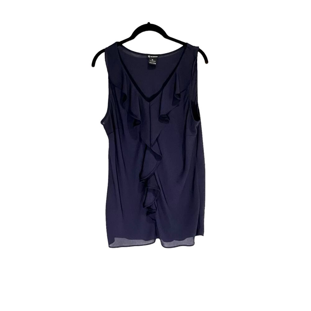 New Directions Women's Ruffled Top, Blk, Size XL